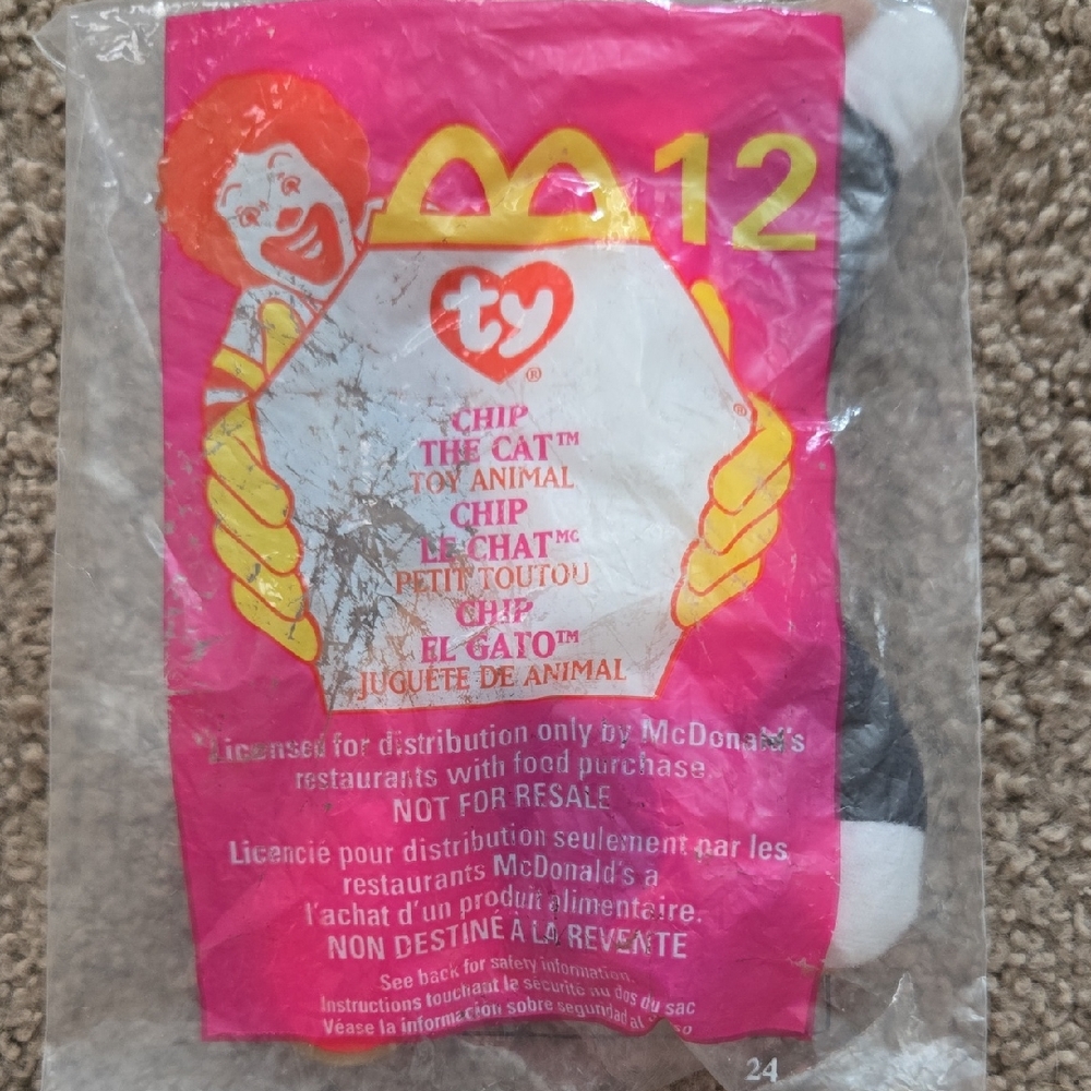 NWT McDonald's TY Beanie Baby Chip the Cat